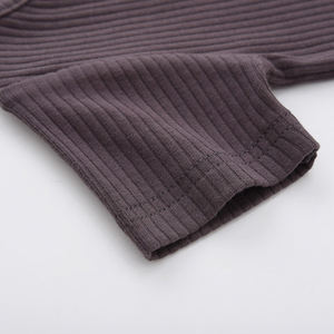 Manches courtes unisexe bébé vêtements côtelés bébé barboteuse garçons filles vêtements couleur unie nouveau-né côtes point bébé body tricoté - Product Image 3