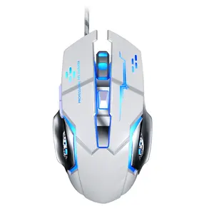 Ratón óptico con cable para Gaming, Mouse mecánico brillante con logotipo personalizado, OEM, el mejor y único PC guay V6 6D