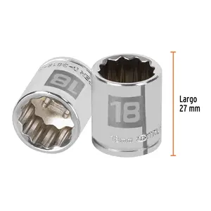 Juego de Llaves de Tubo de 18 mm, 12 Puntas, Accionamiento de 3/8'', Marca TRUPER - Product Image 3