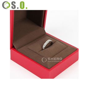 Red PU Leather Luxury Jewelry Packaging Paper Box Modern Design Pendant Necklace Bracelet Diamond <b>Ring</b> Bangle PU Leather Box Set - Product Image 2