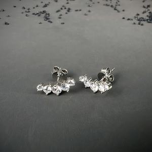 Nhà máy hợp thời trang Rhodium mạ báo cáo 925 Sterling Silver bạc moissanite kim cương Stud Earrings đối với phụ nữ Unisex Quà Tặng - Product Image 3