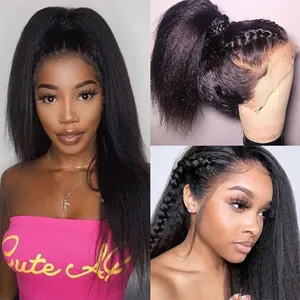 GShair Cheap Kinky Straight Raw Indian Hair Lace Front Wig For Black Women Full Lace Human Hair Wig Yaki Lace Frontal Wig