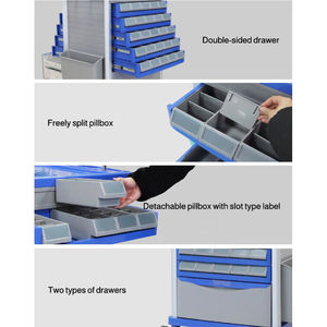 Медицинская тележка для медикаментов из АБС-пластика, двухсторонняя, с центральной блокировкой и выдвижными ящиками, от поставщика тележек для медикаментов - Product Image 5
