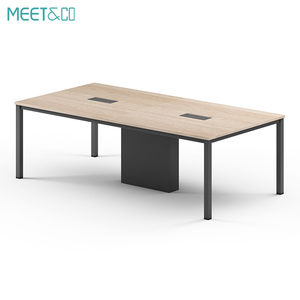 Bureau de poste de travail de bureau de jambe en métal de conception simple avec le dessus en bois et la table de <span class=keywords><strong>conférence</strong></span> de prise - Product Image 4