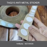 Android IOS Support 30mm 13.56mhz Tag 213 Réinscriptible NFC Tag Anti Metal NFC Sticker