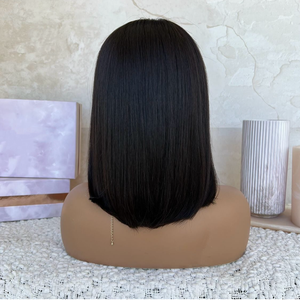 Peluca de cabello humano Bang Bob con encaje frontal, pelucas de Bob recto de hueso Virgen sin pegamento transparente, Peluca de Bob corto de encaje con flequillo - Product Image 5