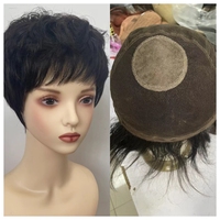 Perruque de dentelle complète sans colle avec base en soie pour la coupe de lutin Perruque de cheveux humains à usage quotidien pour femmes