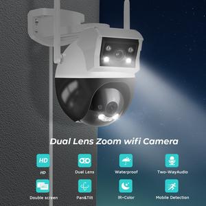 Hot 6MP(3MP * 2) ICSEE Outdoor IP65 Lente dual a prueba de agua Pantalla dual Detección de movimiento Seguimiento automático Visión nocturna Wifi Cámara PTZ - Product Image 2