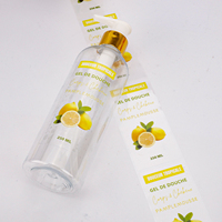 Autocollant transparent imprimé personnalisé, étiquette transparente pour animaux de compagnie, rouleau d'étiquettes pour cosmétiques, gel douche, emballage de bouteilles en plastique