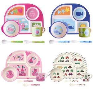 ชุดอุปกรณ์ทานอาหาร<span class=keywords><strong>เด็ก</strong></span>สร้างสรรค์ 5 ชิ้น จานแบ่งช่องสำหรับเด็กอนุบาล ชามข้าวลายการ์ตูน กระต่ายน่ารักสดใส - Product Image 4