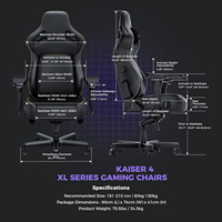 Chaise de jeu Kaiser 4 XL à usage intensif personnalisé livraison rapide chaise de jeu vidéo de levage pour adultes en tissu gris pour les joueurs professionnels
