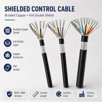 Kabel Terlindung Multi Inti Berlapis Kawat 4 6 10+ Inti Pelindung Foil Tembaga Terjalin Selubung PVC 300V Konduktor Tembaga Kabel Sinyal Kontrol