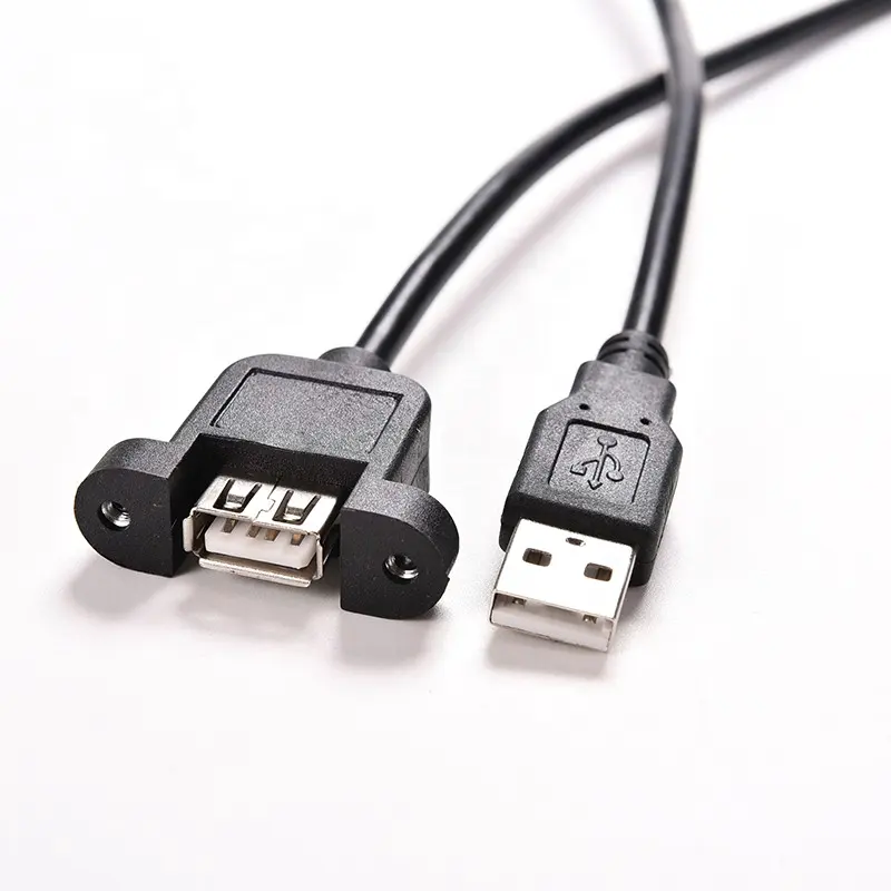 USB2.0パネルマウントケーブルUSB2.0タイプAオスからタイプAメス延長パネルマウントネジパネルマウント付きネジケーブル