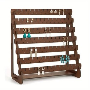 Présentoir à boucles d'oreilles en bois détachable à plusieurs niveaux, support rotatif multi-étages, décoration de table pour salon, cadre type boîte à ombre - Product Image 2