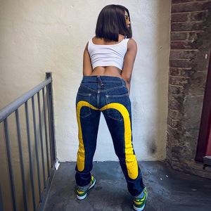 Nuovo arrivo moda Streetwear a vita bassa Jeans donna Cyber Goth pantaloni Cargo primavera Colorblock con grafica Denim - Product Image 1