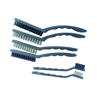 Ensemble de 6 brosses de nettoyage en fil d'acier multi-usages avec 3 poils en nylon/3 poils en acier inoxydable et manches en plastique PP