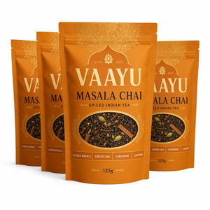Sachets en plastique refermables à fond plat pour thé Masala Chai, emballage alimentaire pour thé Chai indien en vrac, idéal pour cadeau - Product Image 1