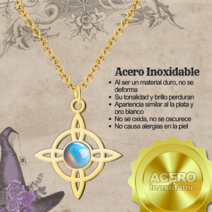 Amuleto protettivo opalino fortunato-ciondolo con nodo della strega in acciaio placcato oro come collana di strumenti di tornitura - Product Image 6