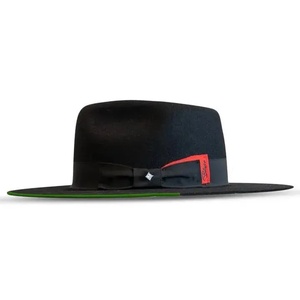 Sombrero Fedora de Fieltro de Lana Negro con Lazo Ajustable, Unisex para Adultos, Clásico de Ala Ancha para Viajes Casuales - Product Image 1