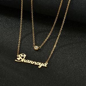 Collar de Acero Inoxidable de Doble Capa con Nombre Personalizado, de Alta Calidad, para Mujer - Product Image 5