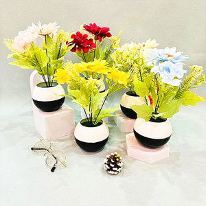 Plante artificielle en pot tournesol Qi Xing 25 cm, fleur en soie, décoration intérieure - Product Image 1