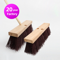 Brosse de nettoyage de route en ciment lourd 16 pouces Surfaces en béton Bloc de bois Poignée filetée Raclette de sol Balai de chantier