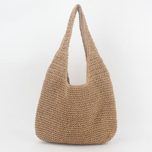 Sac en paille naturelle tissé à la main pour femmes, grande capacité, style bohème, sac fourre-tout à bandoulière avec longues poignées réglables - Product Image 1