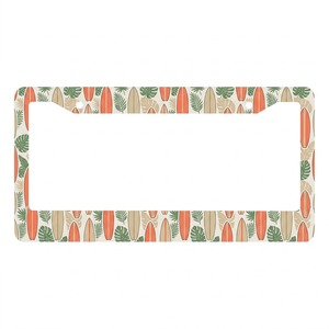 Marco <span class=keywords><strong>de</strong></span> Matrícula Personalizado <span class=keywords><strong>con</strong></span> Diseño <span class=keywords><strong>de</strong></span> Tabla <span class=keywords><strong>de</strong></span> Surf, Soporte <span class=keywords><strong>de</strong></span> Matrícula <span class=keywords><strong>de</strong></span> Aluminio <span class=keywords><strong>con</strong></span> Estampado <span class=keywords><strong>de</strong></span> Playa Tropical, Decoración para Auto, 31 x 16 cm - Product Image 1