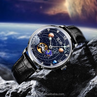 Montre homme Space Explore, montres mécaniques à bracelet en cuir véritable, montre automatique de luxe pour homme