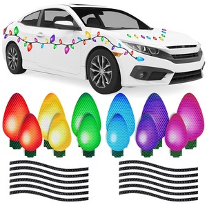 Pegatinas reflectantes de bombillas navideñas para coche, imanes para nevera, decoración de carrocería - Product Image 2