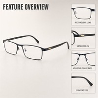 Montures de lunettes optiques carrées vintage en métal pour hommes – Style classique rétro et tendance