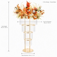 Vase à 4 niveaux en acrylique transparent avec cadre en fer électroplaqué robuste pour buffet de bonbons, table de desserts, décoration d'événements