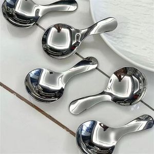 Cuchara de acero inoxidable, tenedor de mango corto, cuchara redonda, cuchara para postre, tenedor, cuchara para estudiantes, juego de cucharas, vajilla portátil para exteriores - Product Image 3