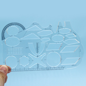 Juego de reglas de dibujo multifuncionales, herramienta geométrica transparente para estudiantes de matemáticas, uso escolar - Product Image 2
