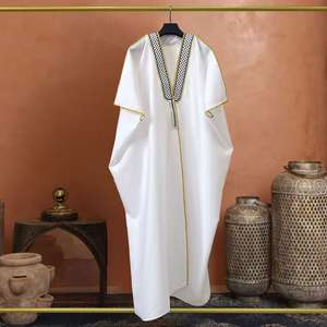 Abaya de style basique personnalisable en usine avec logo, OEM, ODM – Robe longue musulmane confortable de couleur unie, Abaya simple - Product Image 5