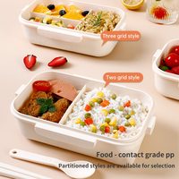 Boîte à lunch bento pour enfants, dessin animé, 800 ml, plastique, 3 compartiments, avec cuillère, anti-fuite, pour enfants, étudiants, école, conteneur alimentaire