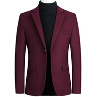 Manteau Homme d'Automne et d'Hiver Slim Trench-Coat Épaissi Couleur Unie Veste de Costume