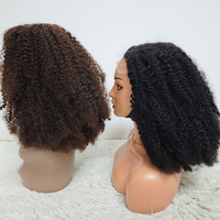 Promotion 90$ Letsfly Afro Curly SDD Perruques en dentelle 5x5 sans colle Cheveux naturels Faciles à porter 2 #   Perruques en cheveux humains de 16 pouces, vente en gros