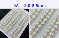 Perles naturelles de qualité AAA de 8 à 8,5 mm, perles en vrac, lustre intense, blanc, rose, lavande, noir, pour la fabrication de boucles d'oreilles