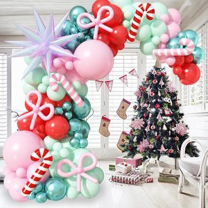 Kit de guirlande de ballons de Noël Candyland, 115 pièces, rose, rouge, menthe, turquoise, canne à sucre, étoile, arc, décoration de fête de Noël - Product Image 3