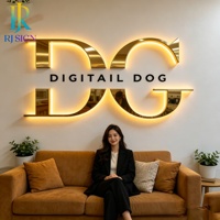 Signalétique LED professionnelle en acier inoxydable rétroéclairée, lettres métalliques 3D, solutions de marquage d'entreprise murales