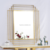 Miroir mural en verre avec cadre en acier inoxydable, design moderne, pour la maison, l'hôtel, la décoration, usage commercial, miroir de salle de bain, miroir de maquillage