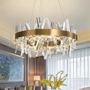 Lustre de cristal LED redondo, lâmpadas de teto, moderno, luxuoso, sala de estar, sala de jantar, quarto