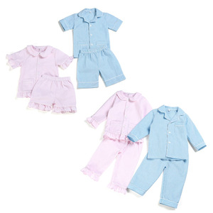 <span class=keywords><strong>Pigiama</strong></span> di design due pezzi estivi RTS pigiami di pasqua all'ingrosso 100% seersucker pigiami da <span class=keywords><strong>bambina</strong></span> - Product Image 1