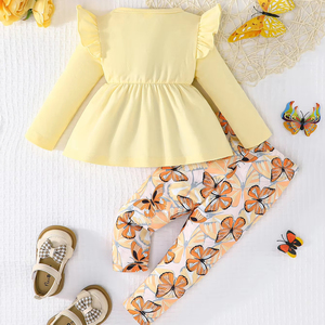 Conjuntos Casuales de Dos Piezas para Niñas, Otoño-Primavera, Estampado de Camuflaje, Pantalones de Lona de Spandex/Poliéster, Traje para Bebés y Niñas, Uso Diario - Product Image 2