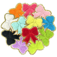Belle 5cm Arc Conception Fer-sur Brodé Paillettes Chenille Bowknot Patchs pour Enfants Vêtements Couleurs Mixtes Tissu Matériel