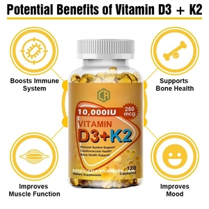 OEM Suplemento DE SALUD Vitamina K2 MK7 Softgel Vegan Vitamina <span class=keywords><strong>D3</strong></span> K2 Cápsulas - Product Image 2