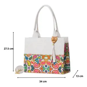 Bolso de Yute Blanco Fana Dahina para Mujer con Bordado de Logo Personalizado, Borlas, Cadenas y Cierre de Cremallera, Idea de Regalo - Product Image 3