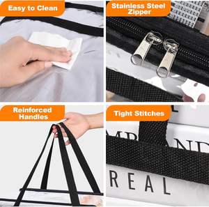 4 packs de sacs de rangement transparents pour vêtements, sac de rangement pour couvertures en vinyle avec fermeture à glissière robuste, - Product Image 4