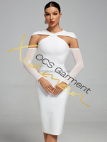 Ocstrade nouveautés automne vêtements Patchwork robe de pansement femmes travail formel dames longue robe hiver décontracté Midi robe élégante